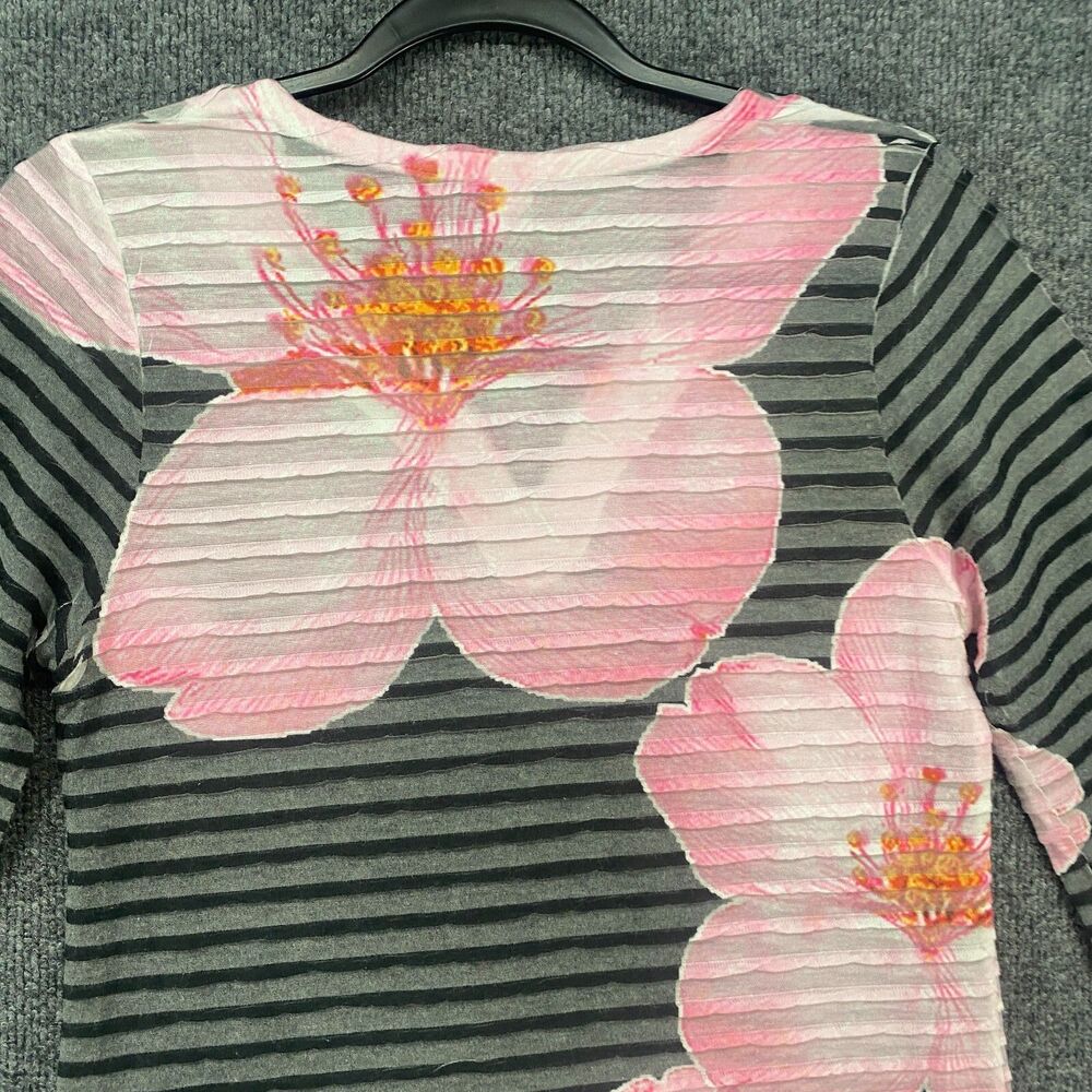 Before + Again Top‎ Womens S Black Floral Tunic V-Neck Artsy Casual Chic Coastal - Picture 5 of 9